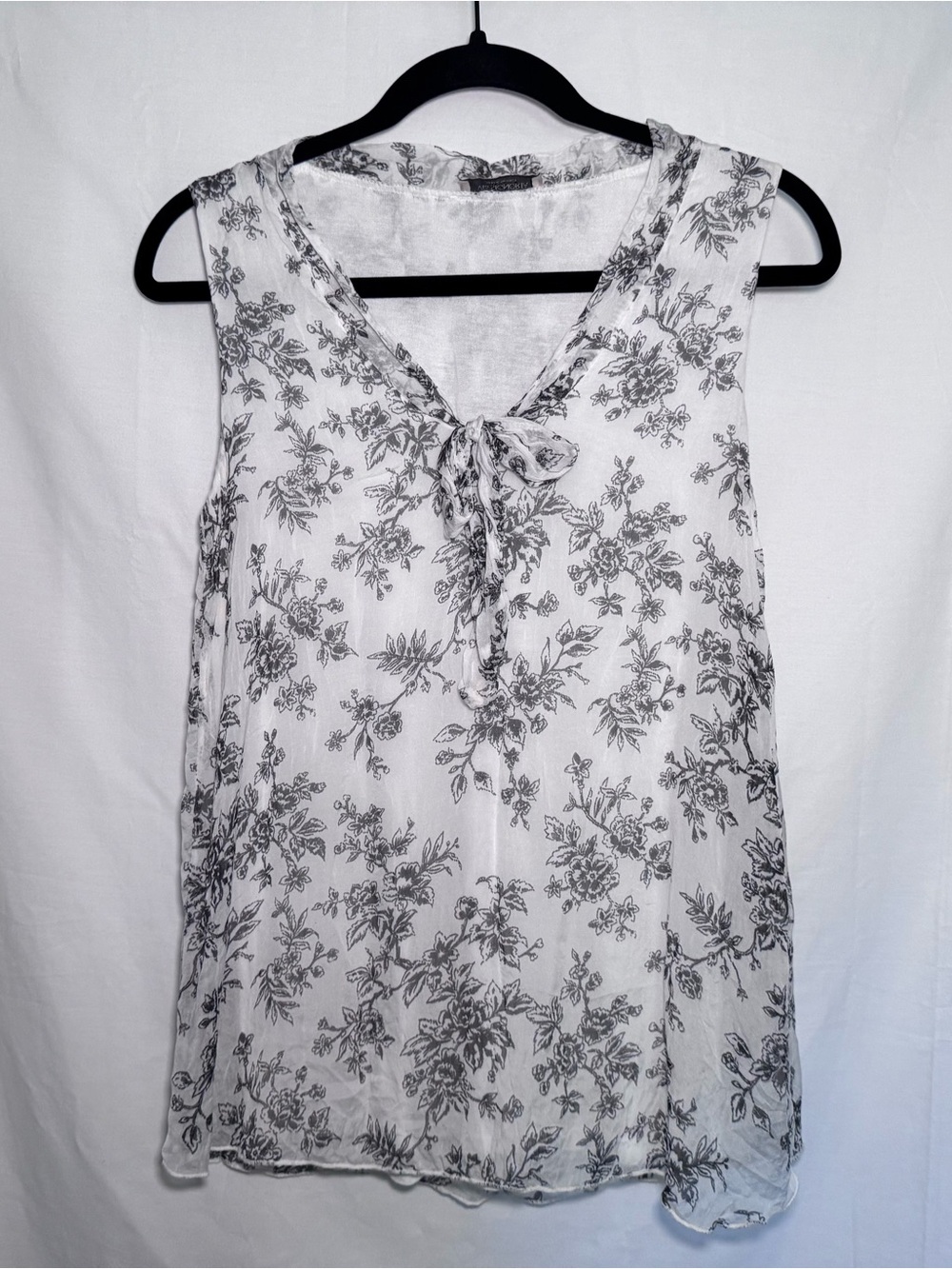 Via Signoria 100% Silk Floral Tie Neck Tank Size Small